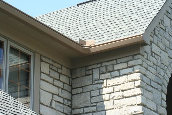 Gutters on a stone home